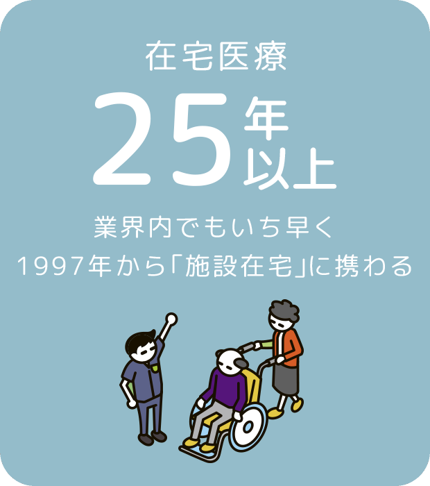 在宅医療25年以上 業界内でもいち早く1997年から「施設在宅」に携わる